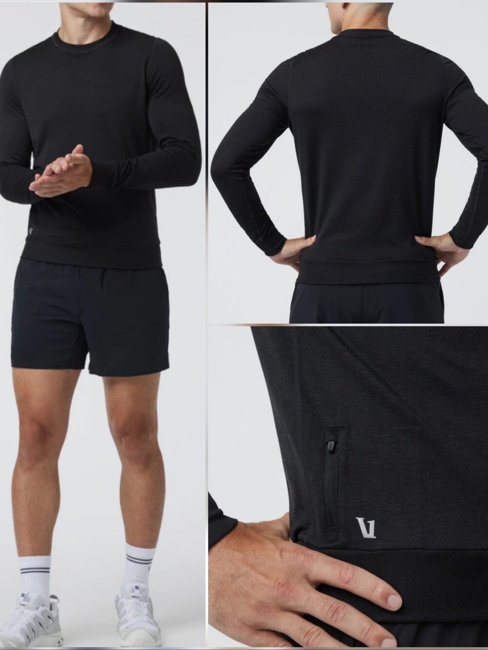 Vuori Ponto Performance Crew Top Black Large